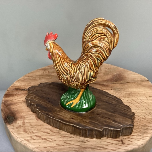 🟢 Vintage - Atlantic Mold - Dated 1970 - Ceramic Crafted / Hand Painted Rooster - Picture 7 of 11